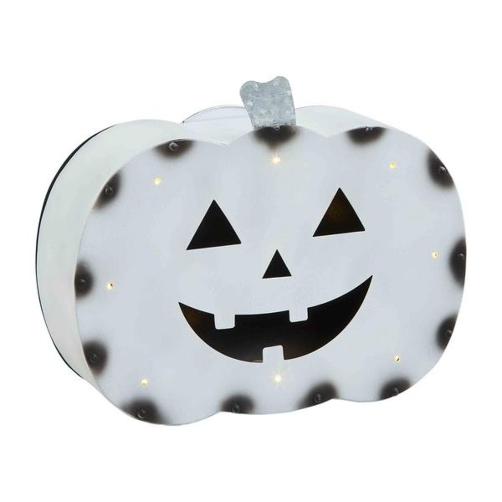 NWT Mud Pie White Tin Pumpkin Lantern Light Up